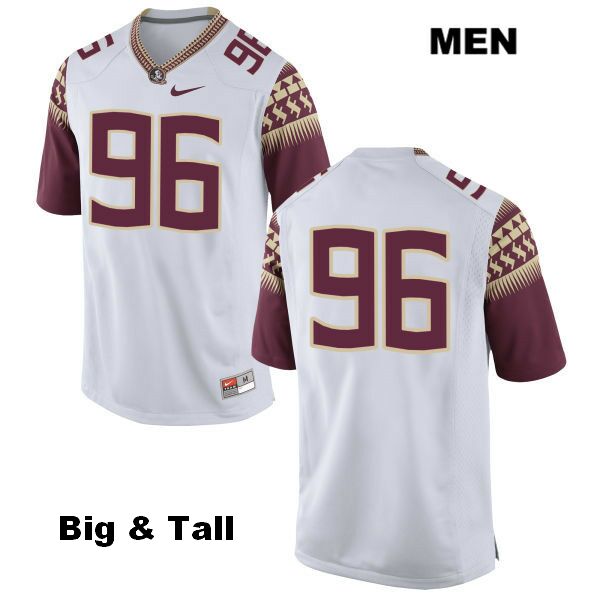 Men's NCAA Nike Florida State Seminoles #96 Jt Mertz College Big & Tall No Name White Stitched Authentic Football Jersey WRH4269XT